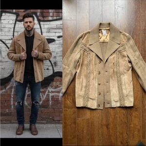 Men’s Large Vintage Shetland Wool Suede Made in Spain Coat Jacket